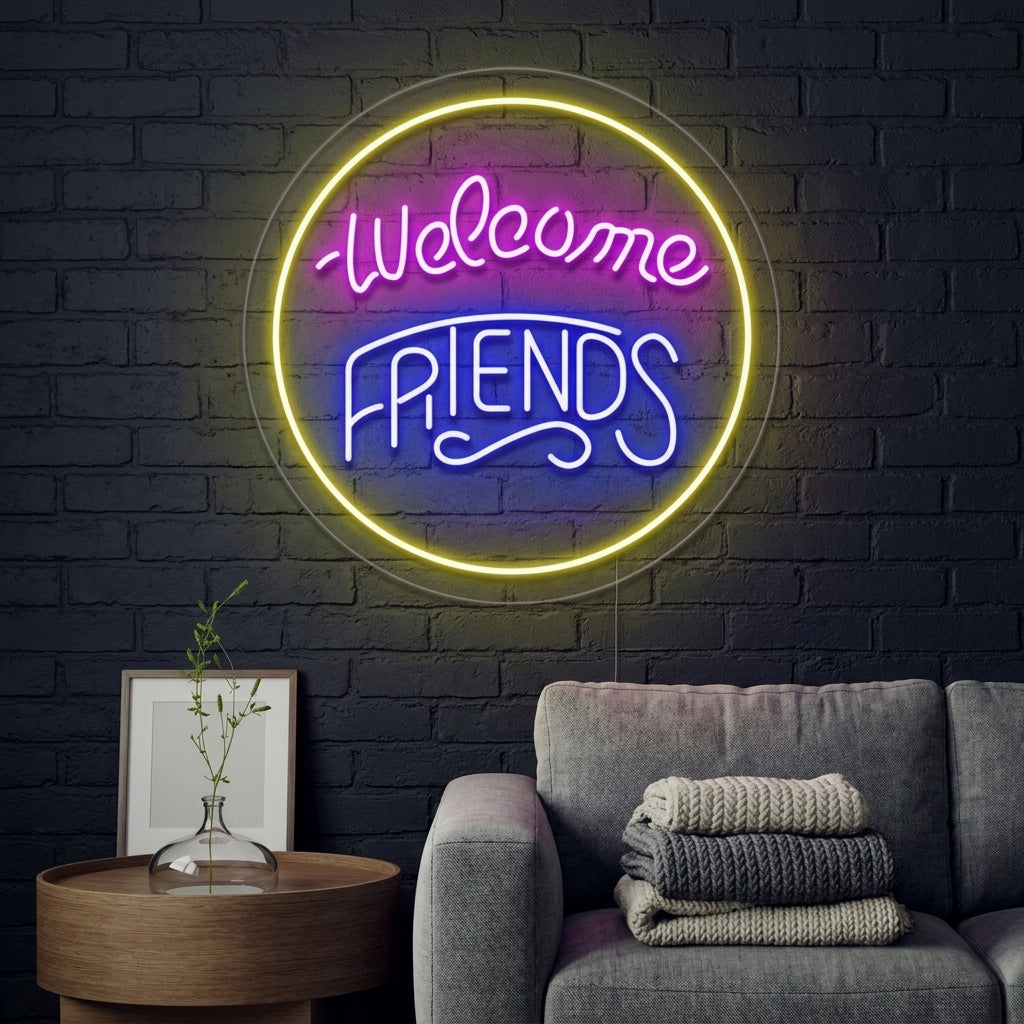 "Welcome Friends" Neonskylt