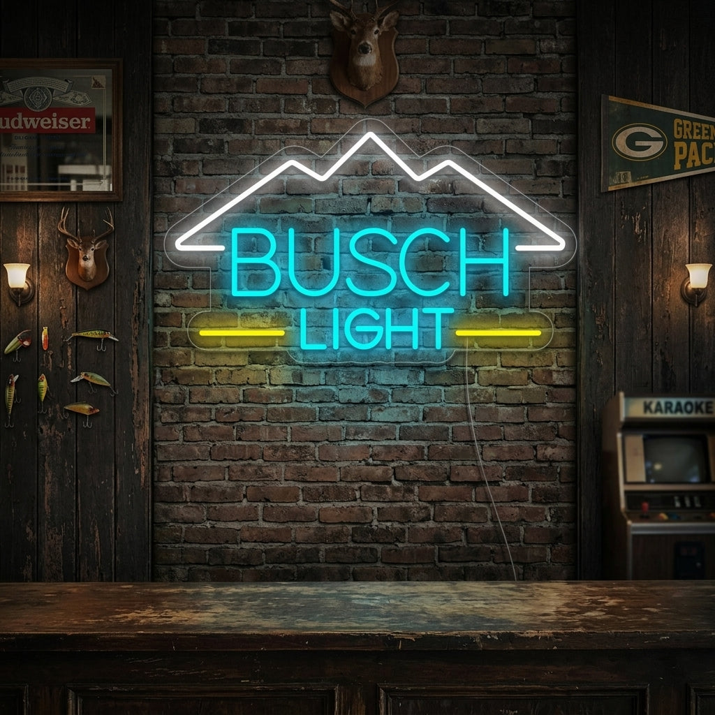 "Vintage Busch Light Ölbar" Neonskylt