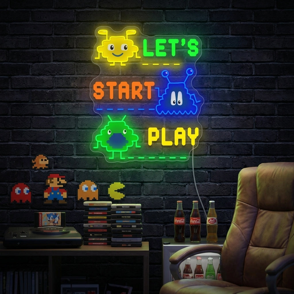 "8-bitars videospel" Neonskylt