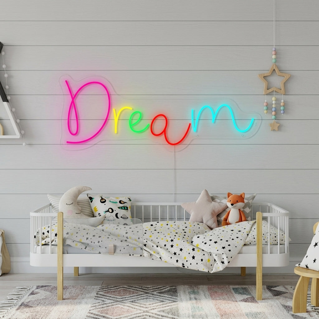 "Dream, Dekor För Barnrum" Neonskylt