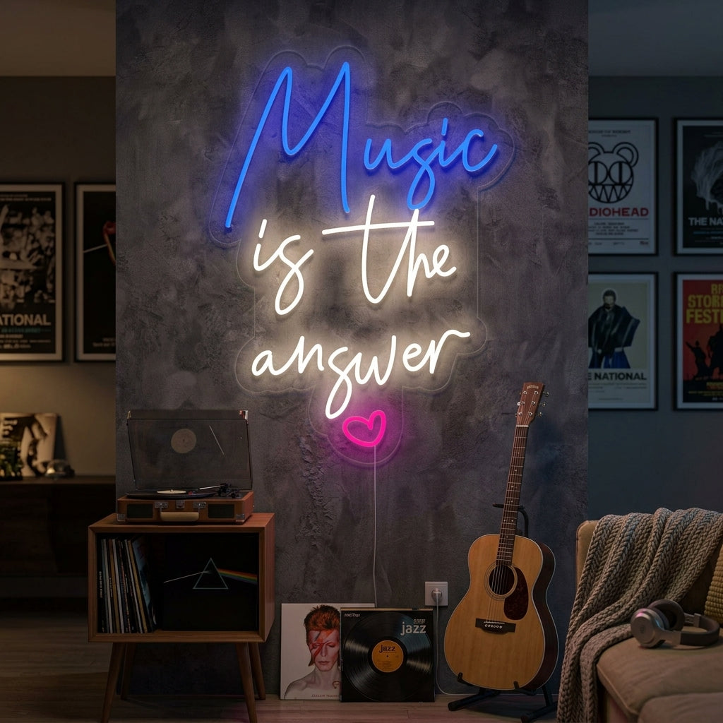 "Music is The Answer" Neonskylt