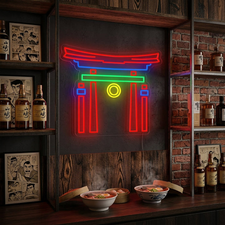 "Japansk Toriiport" Neonskylt