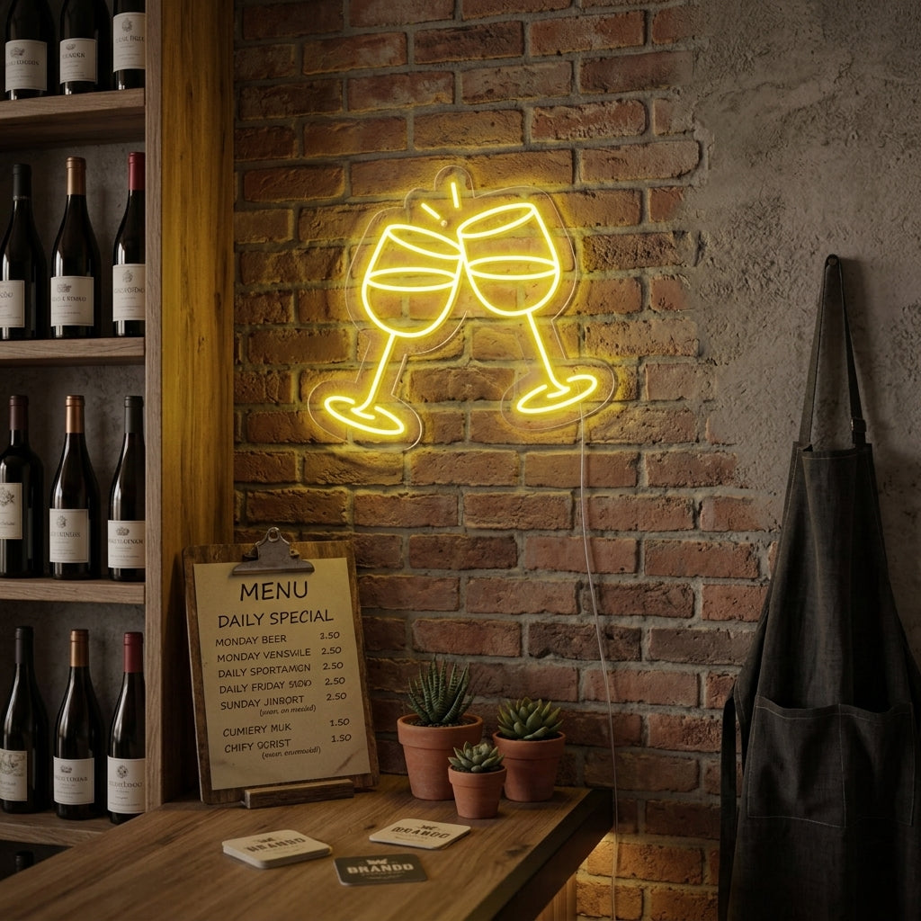 "Champagneglas" Neonskylt