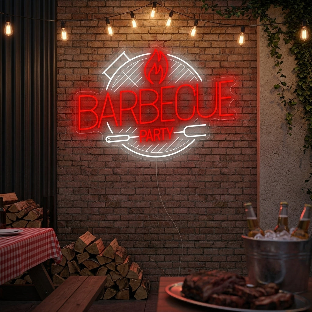"Barbecue Party" Neonskylt