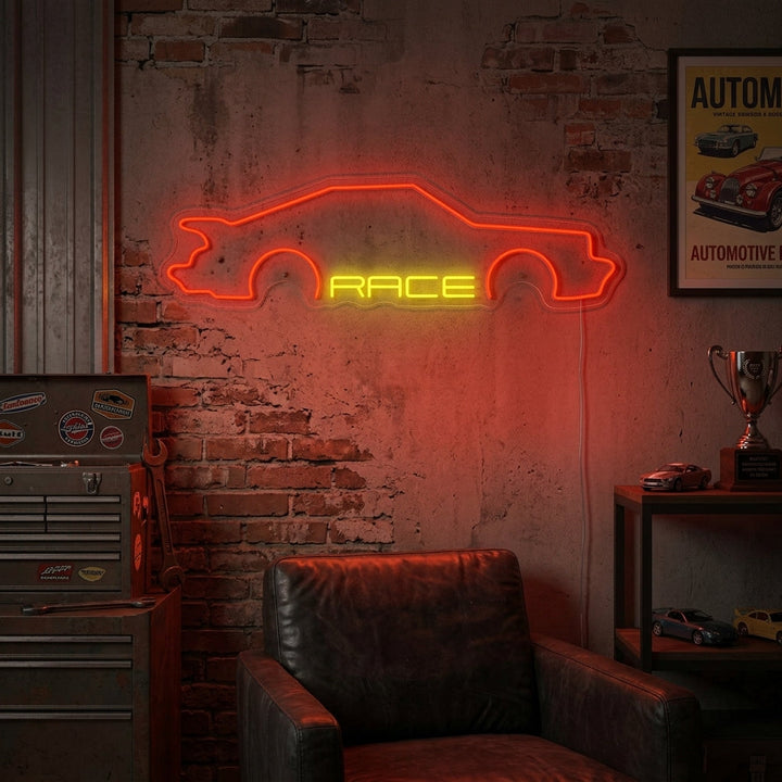 "Bil, Race" Neonskylt