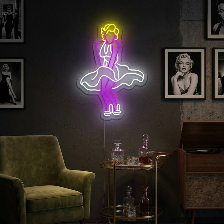 "Flygande Kjol Dansande Flicka" Neonskylt