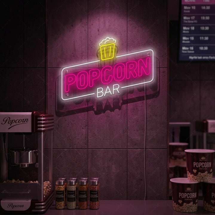 "Popcorn Bar" Neonskylt