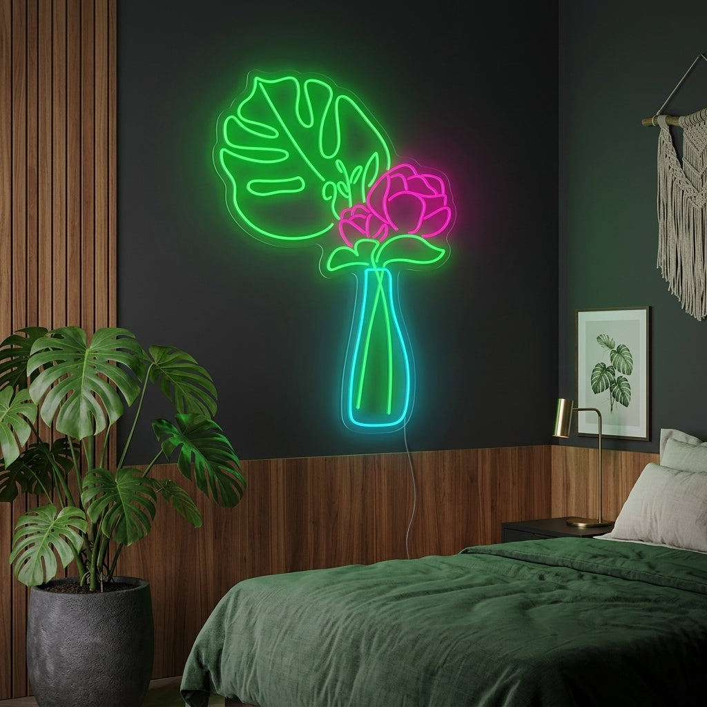 "Blomma i vas" Neonskylt
