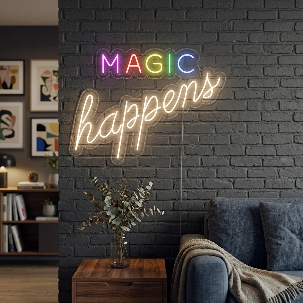 "Magic Happens" Neonskylt