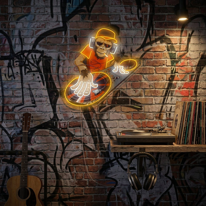 "Monkey Dj" Neonskylt