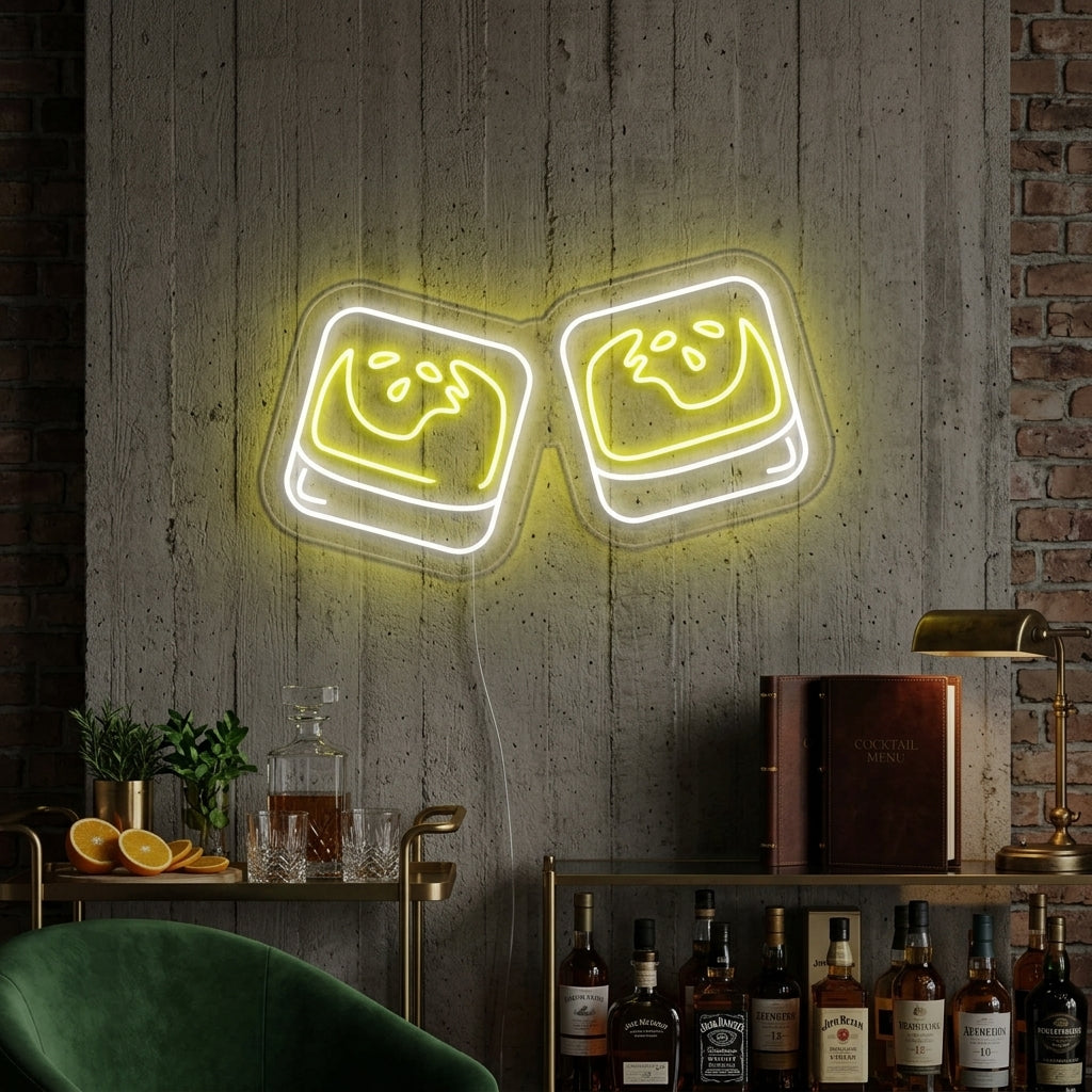 "Två Klirrande Whisky" Neonskylt