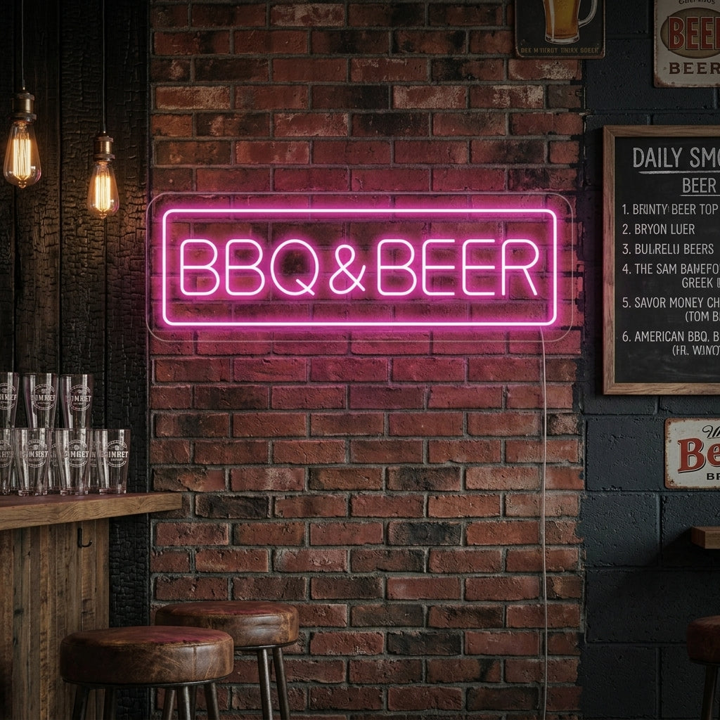 "BBQ Beer" Neonskylt