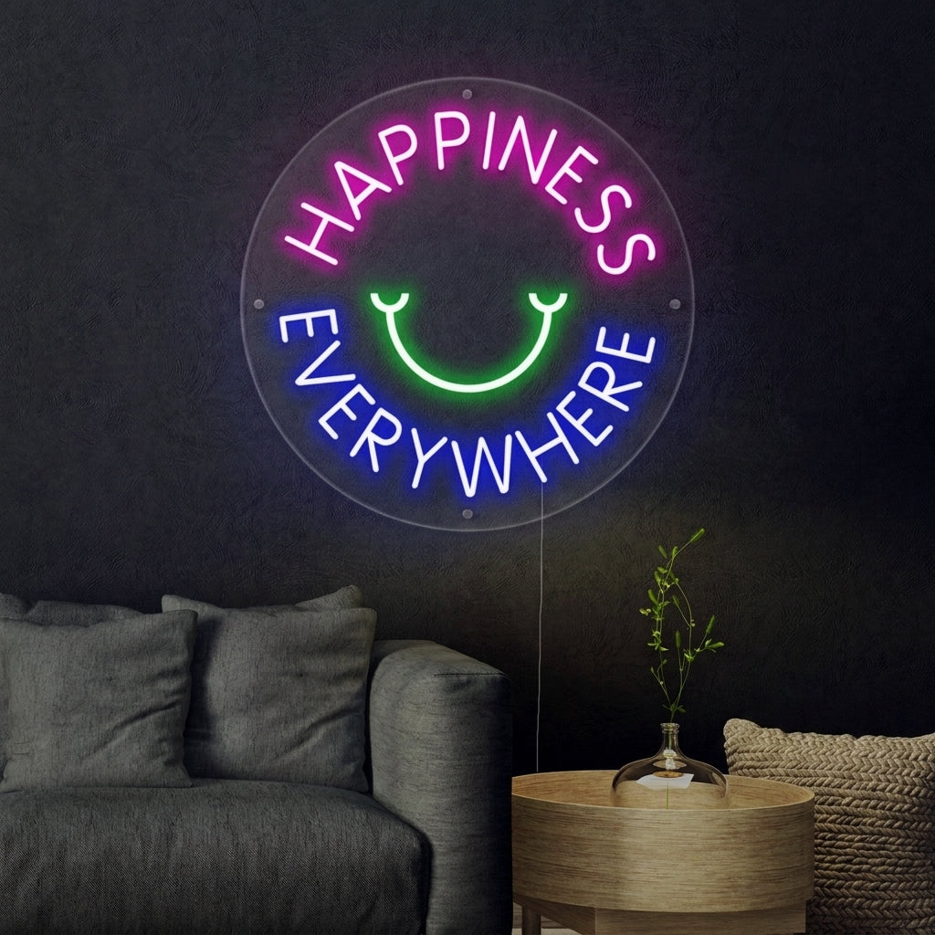 "Happyness Everywhere" Neonskylt
