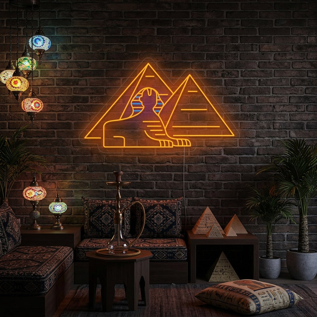 "Sfinxen Egyptiska Pyramider" Neonskylt