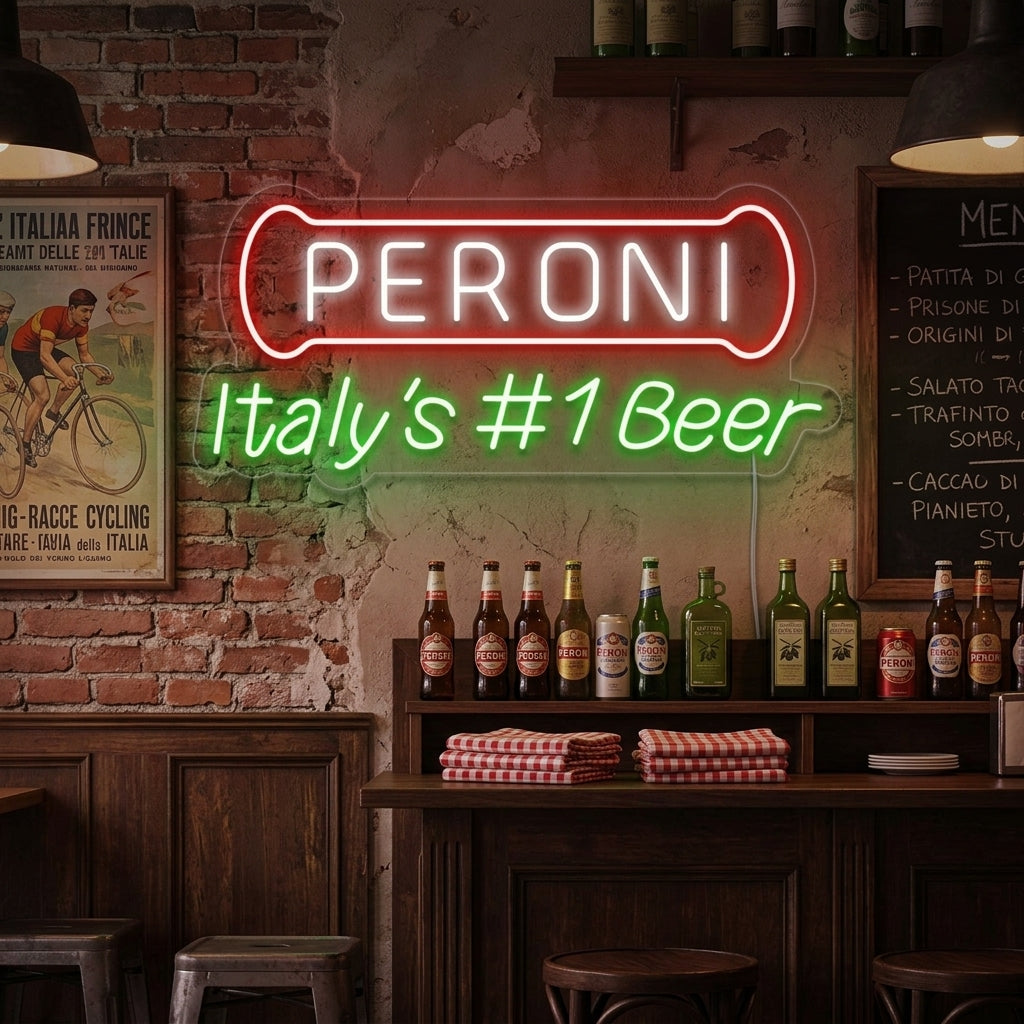 "Italy Beer Peroni Bar" Neonskylt