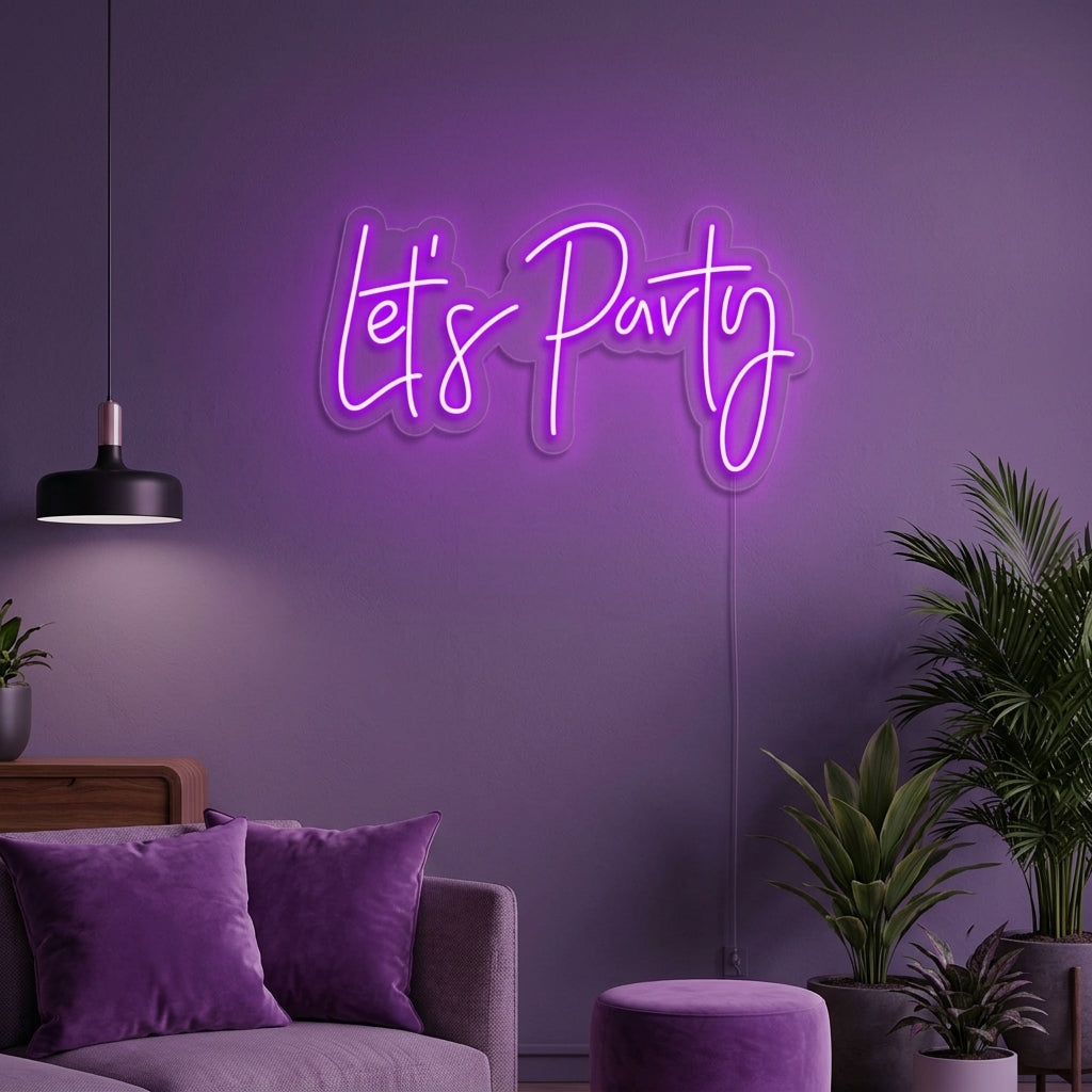 "Lets Party" Neonskylt