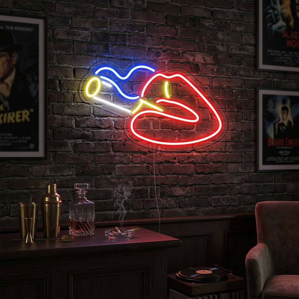 "Läppar Rökning" Neonskylt