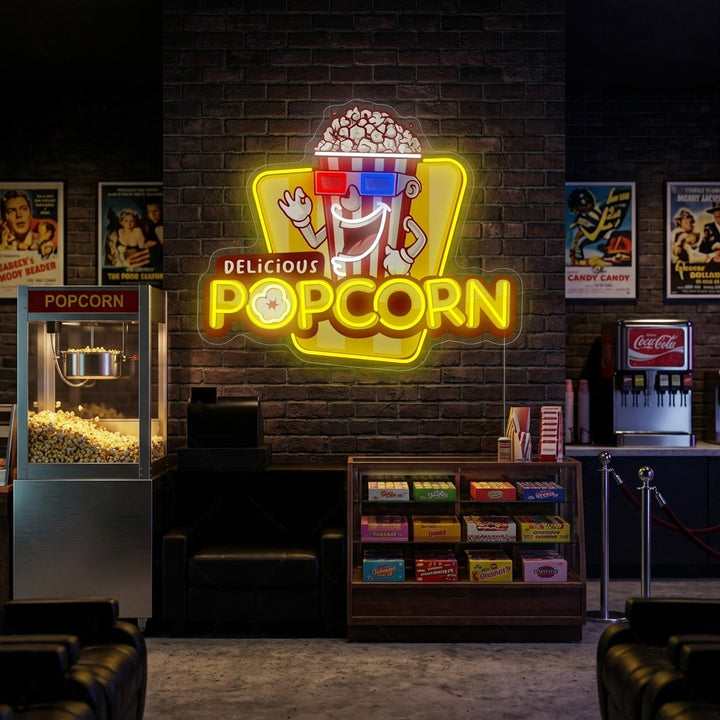 "Delicious Popcorn" Neonskylt