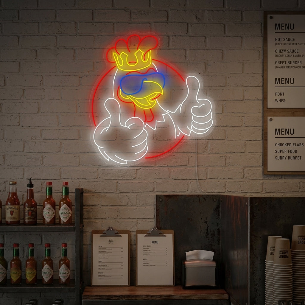 "Rooster King" Neonskylt