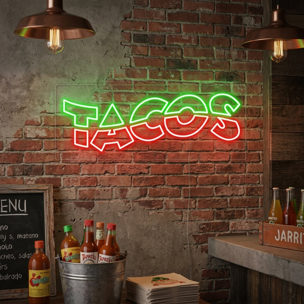 "TACO, Mexikansk mat" Neonskylt