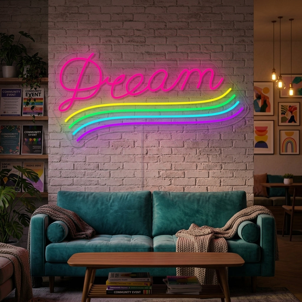 "Regnbågsflagg Lgbt-Stolthet Unik, Dream" Neonskylt