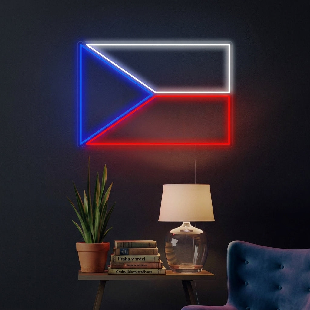 "Tjeckiska Republikens Flagga" Neonskylt