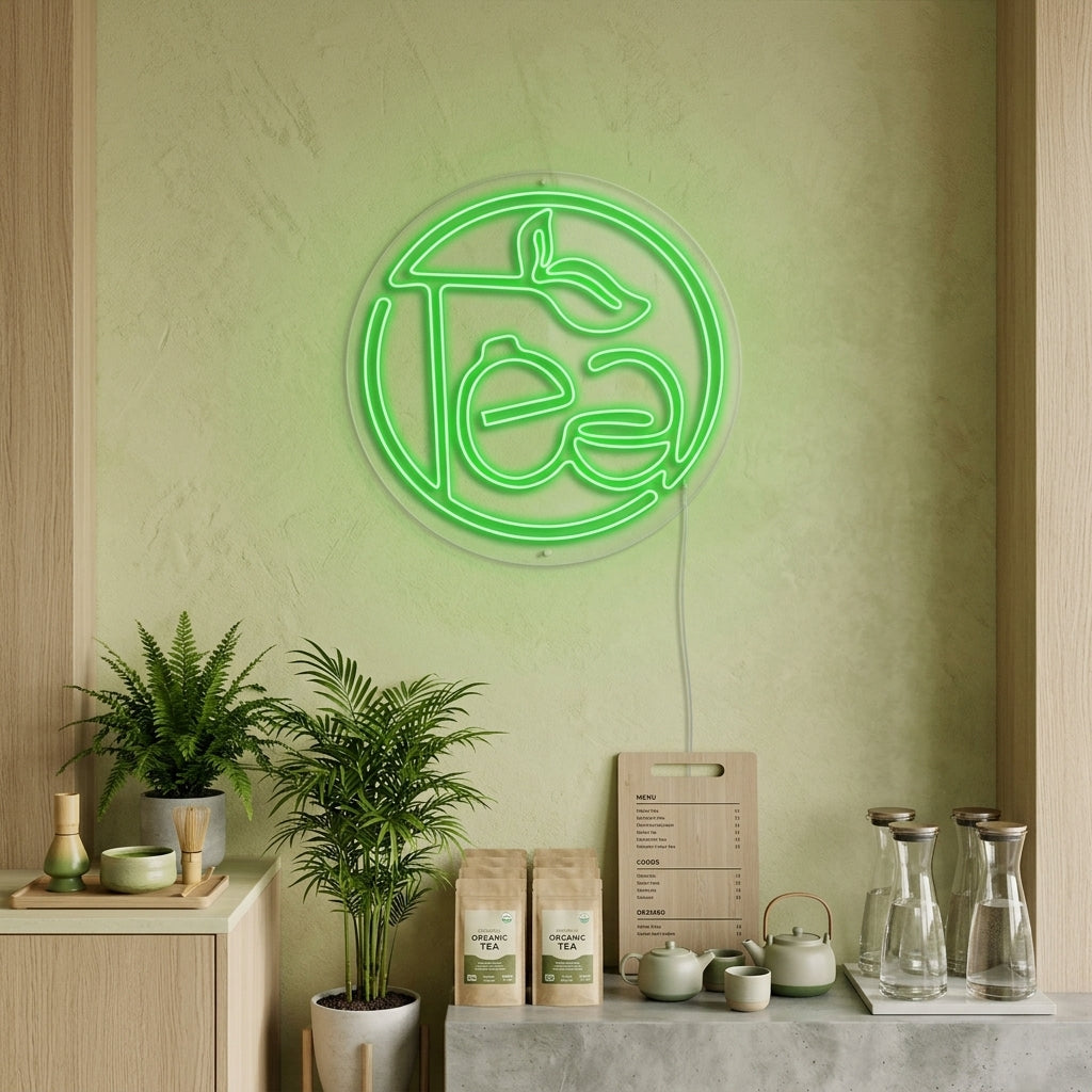 "Grönt te, Tea" Neonskylt