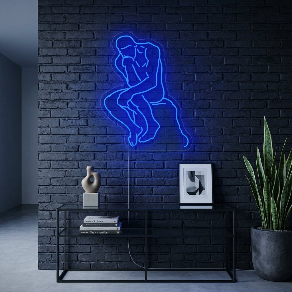 "Tänkaren Auguste Rodin" Neonskylt