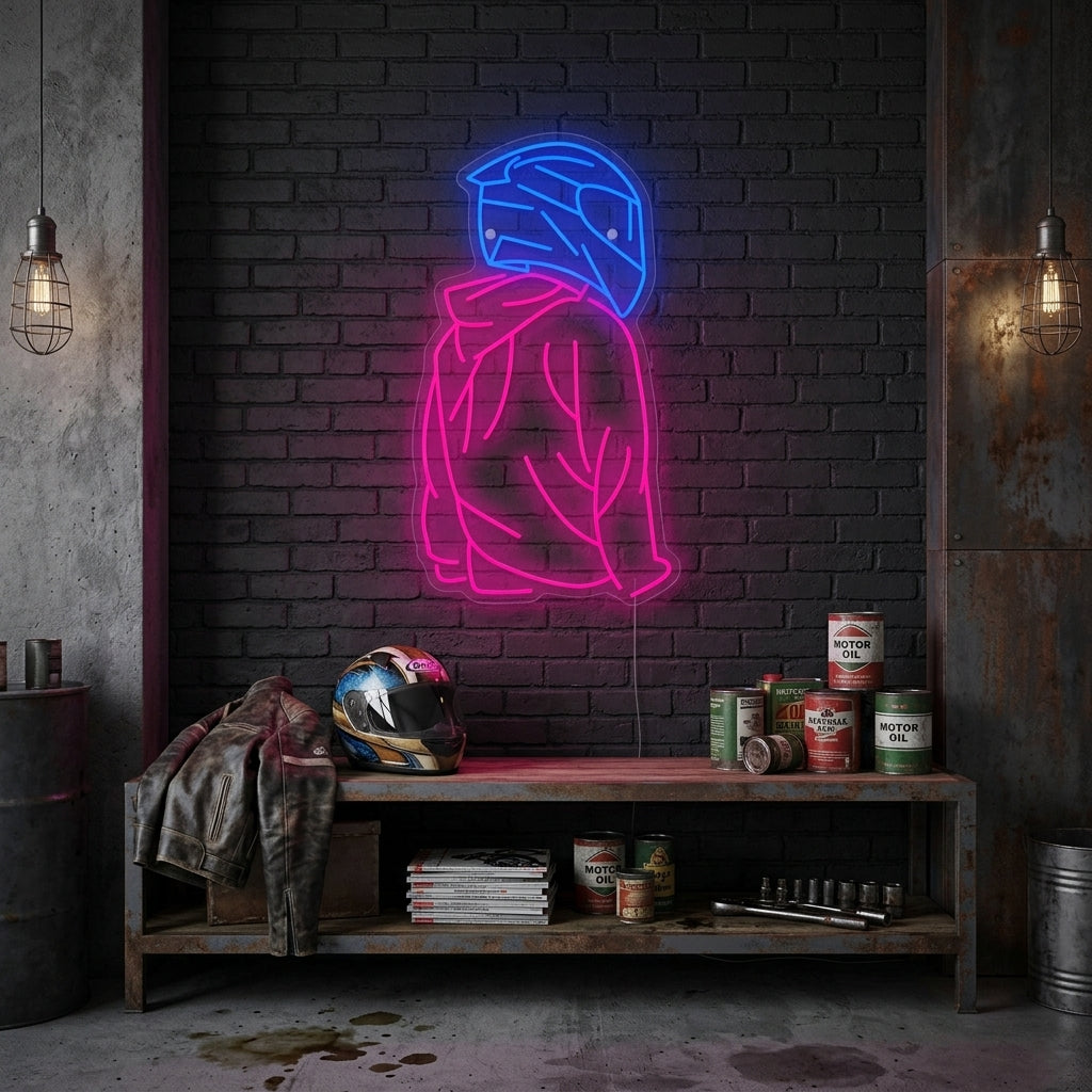 "Motorcyklist" Neonskylt