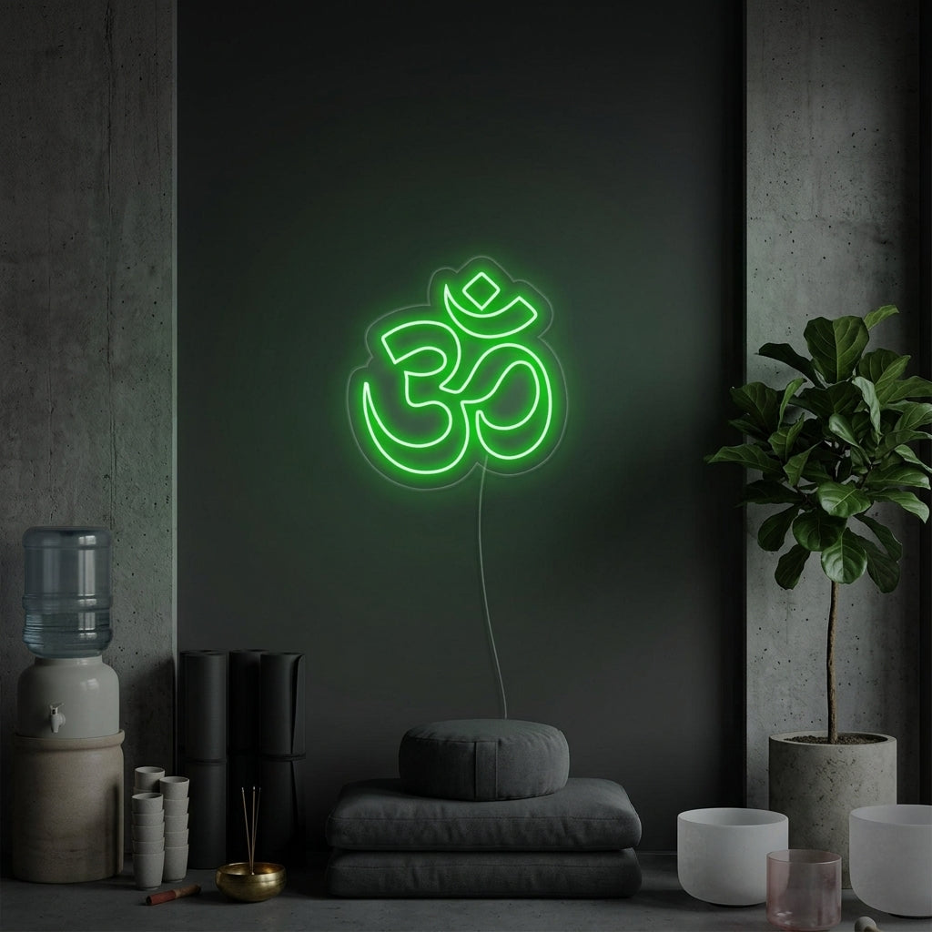 "Om Yoga, Yogadekor, Yogaväggkonst" Neonskylt