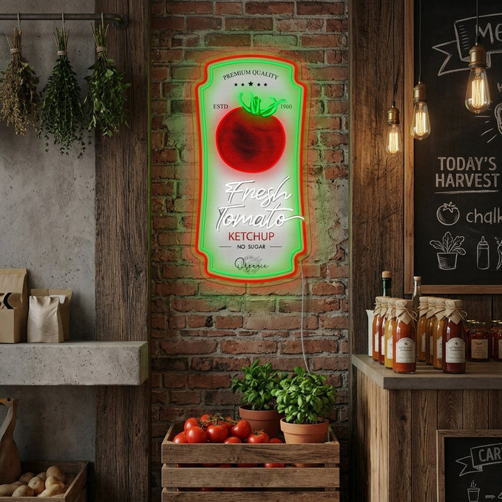 "Tomat Ketchup Sås Badge" Neonskylt