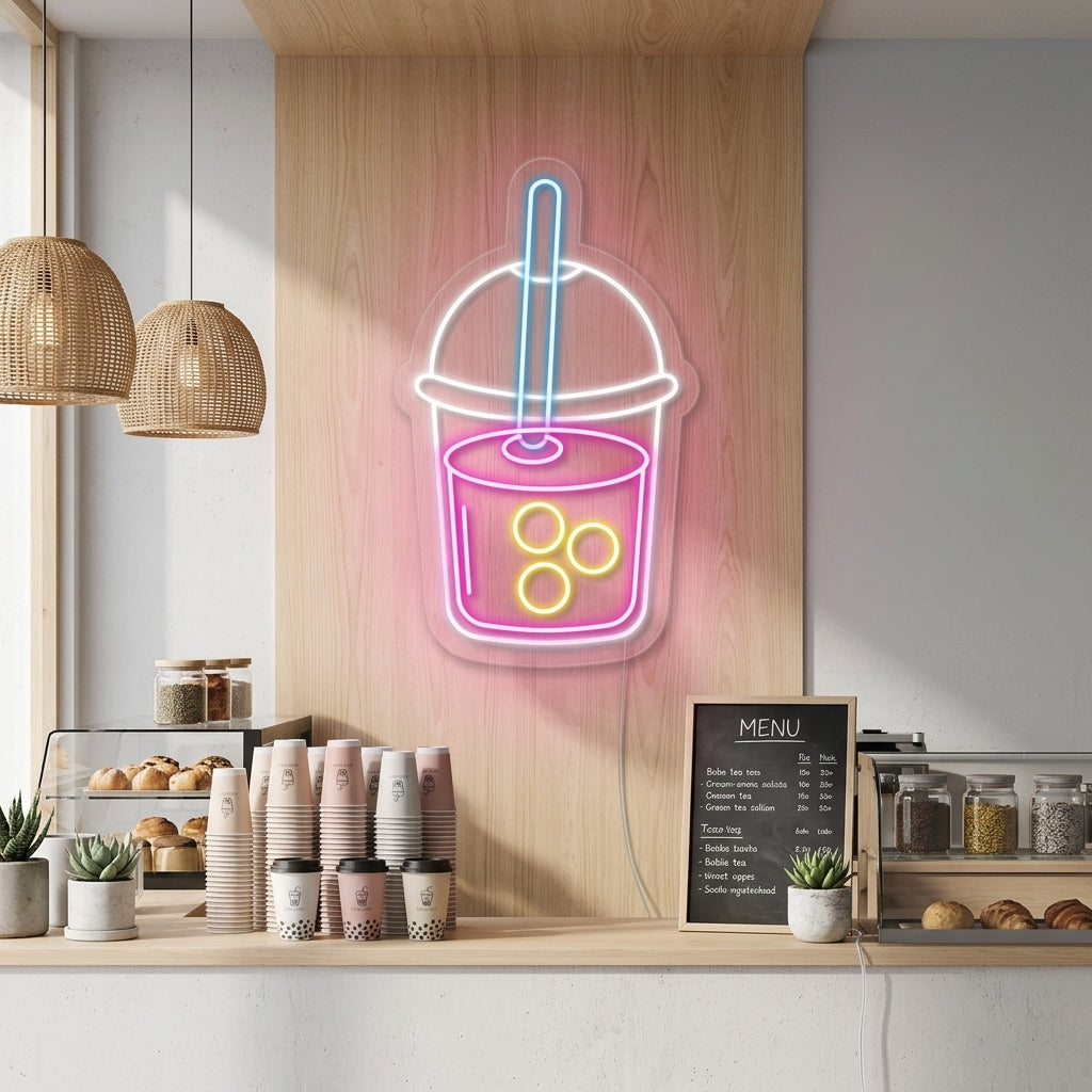 "Boba Te Kopp" Neonskylt
