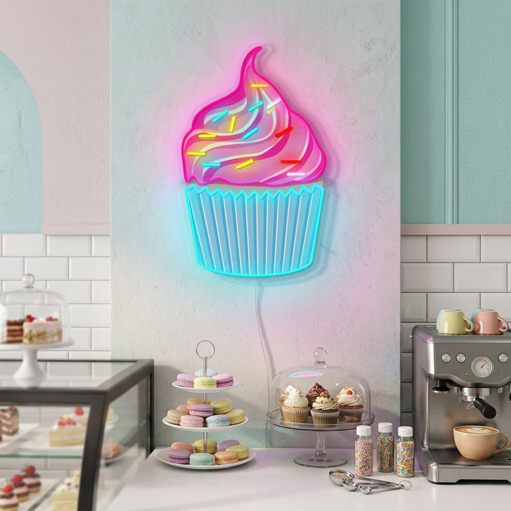 "Cupcake med färgglada strössel" Neonskylt