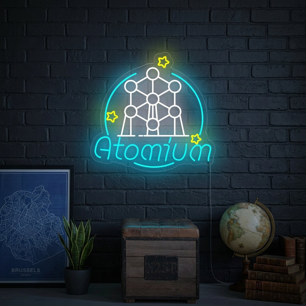 "Belgien Atomium Bryssel" Neonskylt