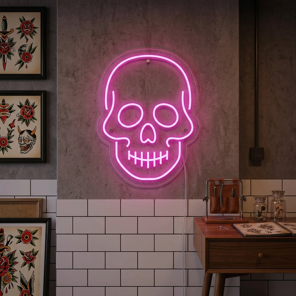 "Skalle" Neonskylt