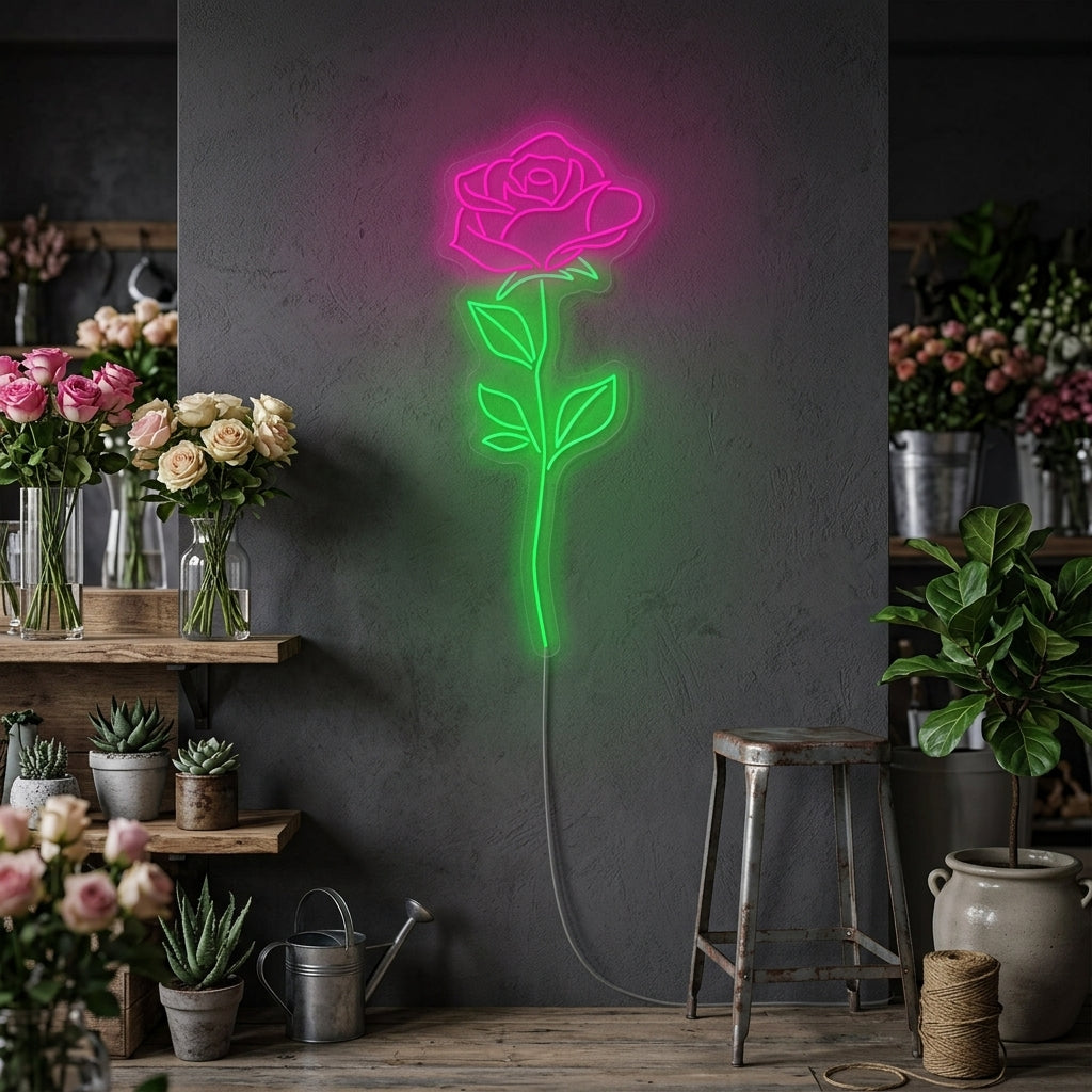 "Rosa ros" Neonskylt