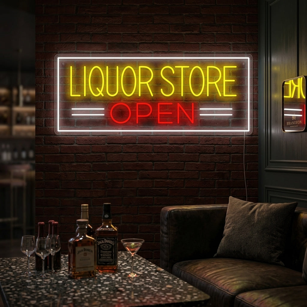 "Liquor Store Open" Neonskylt