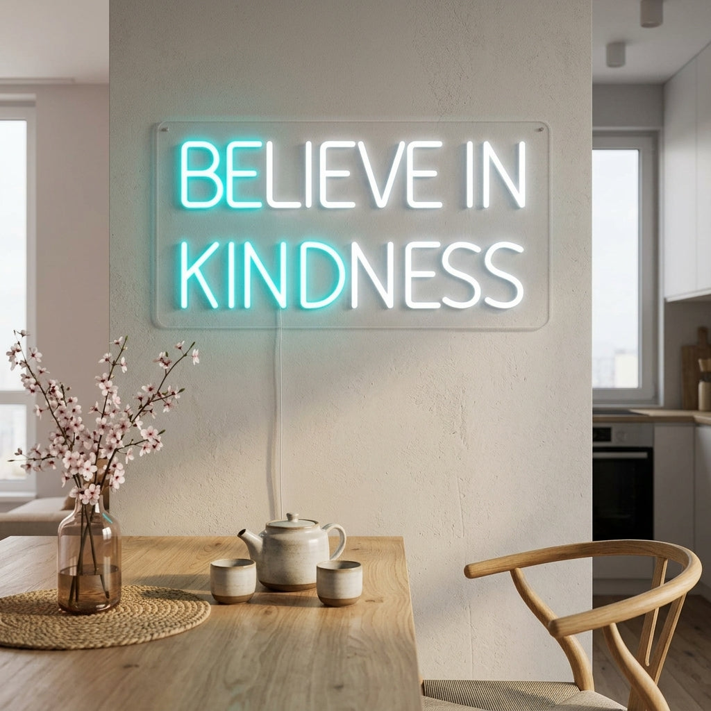 "DELIEVE IN KINDNESS" Neonskylt