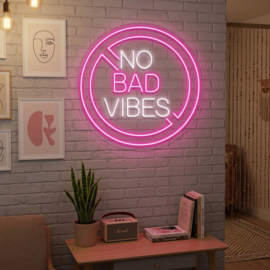"No Bad Vibes" Neonskylt