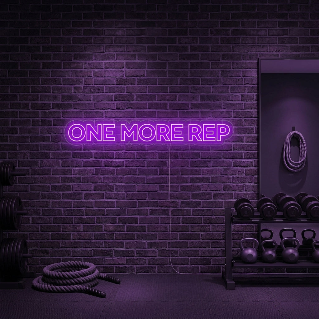 "One More Rep, Gymdekor, Gymcitat, Fitnesscitat, Träningscitat" Neonskylt