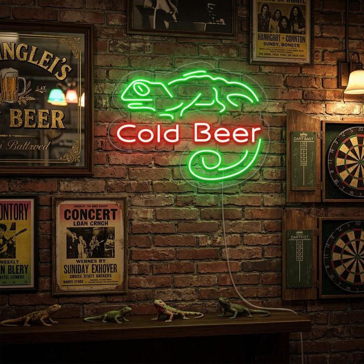 "Cold Beer Bar, Bar" Neonskylt