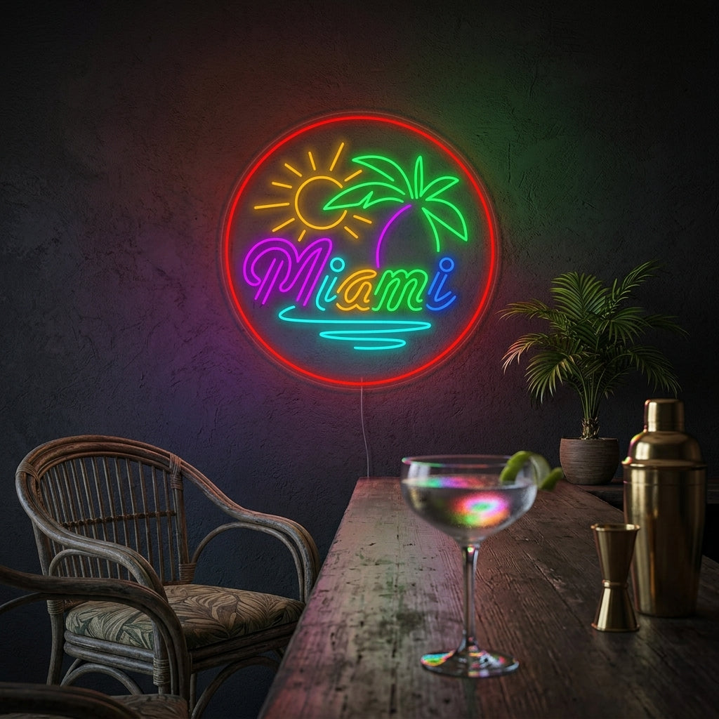 "Strandbar Miami Florida" Neonskylt