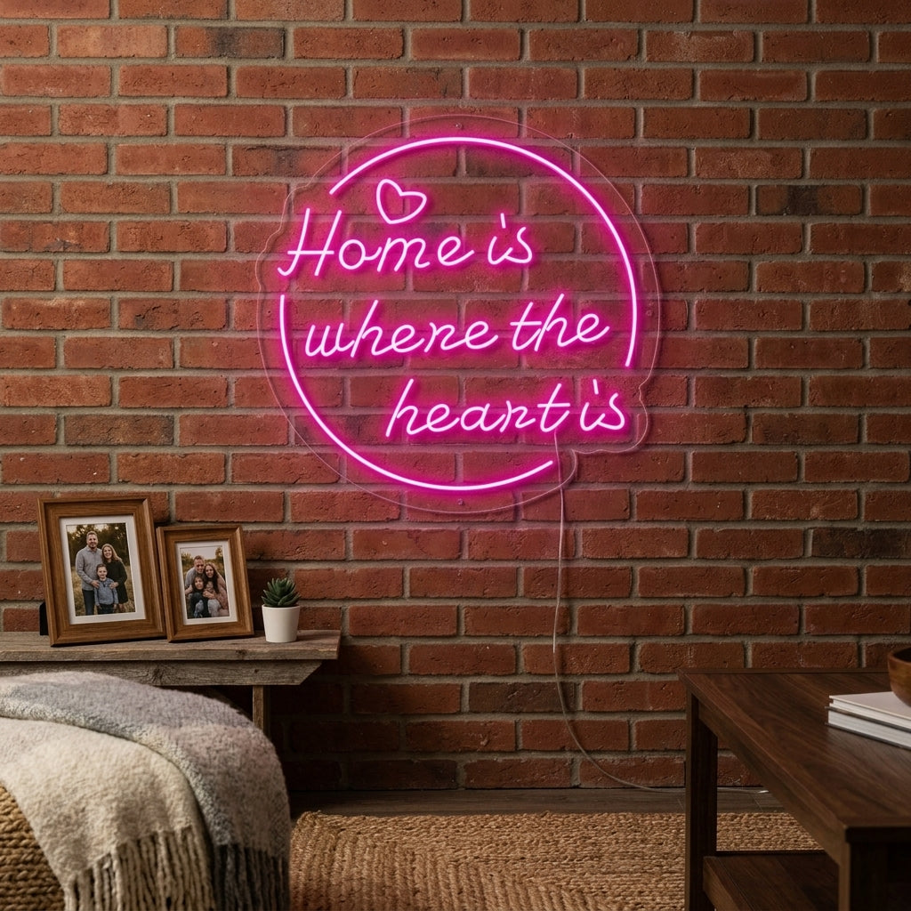 "Home is Where The Heart is" Neonskylt
