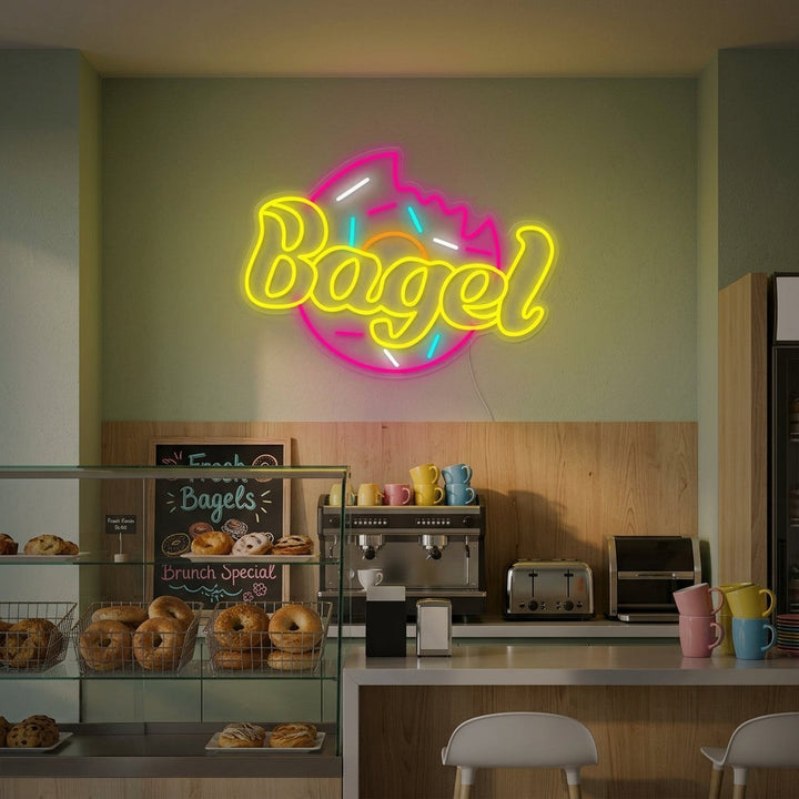 "Bagel För Bageri Tårta Butik" Neonskylt
