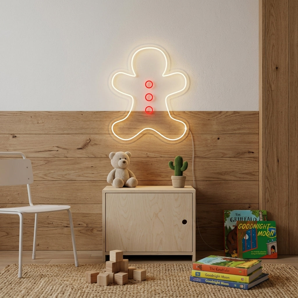 "Pepparkaksgubbe, Dekor För Barnrum" Neonskylt