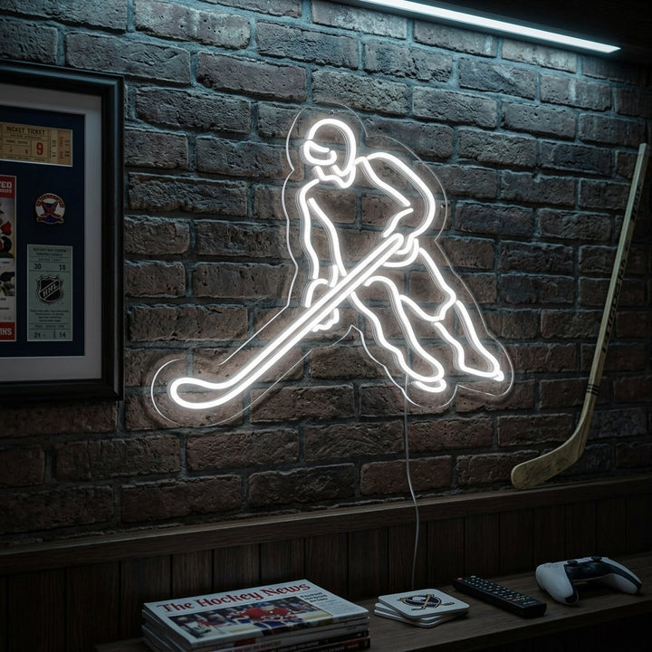"Hockeyspelare" Neonskylt
