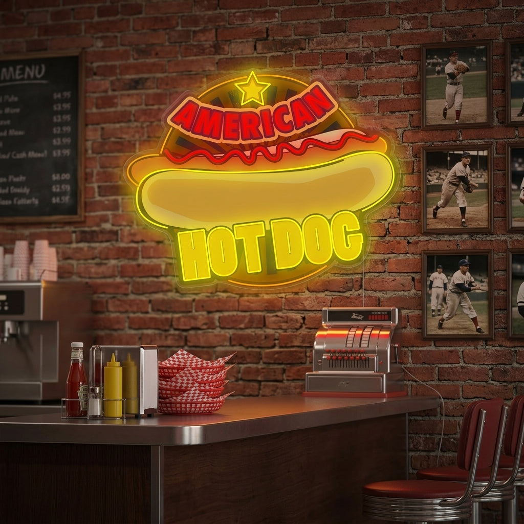 "American Hot Dog" Neonskylt