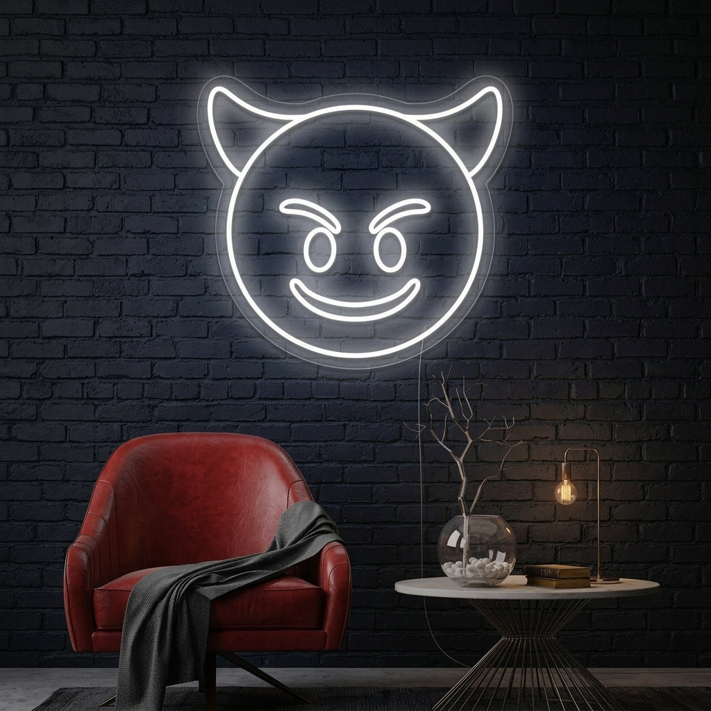 "Djävul Emoji" Neonskylt