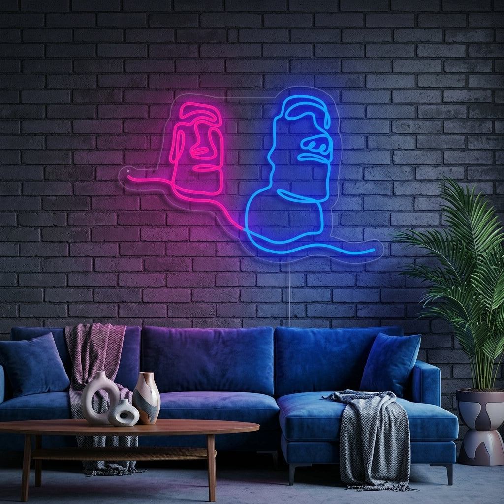 "Moai Easter Island Jättestatus Chile" Neonskylt