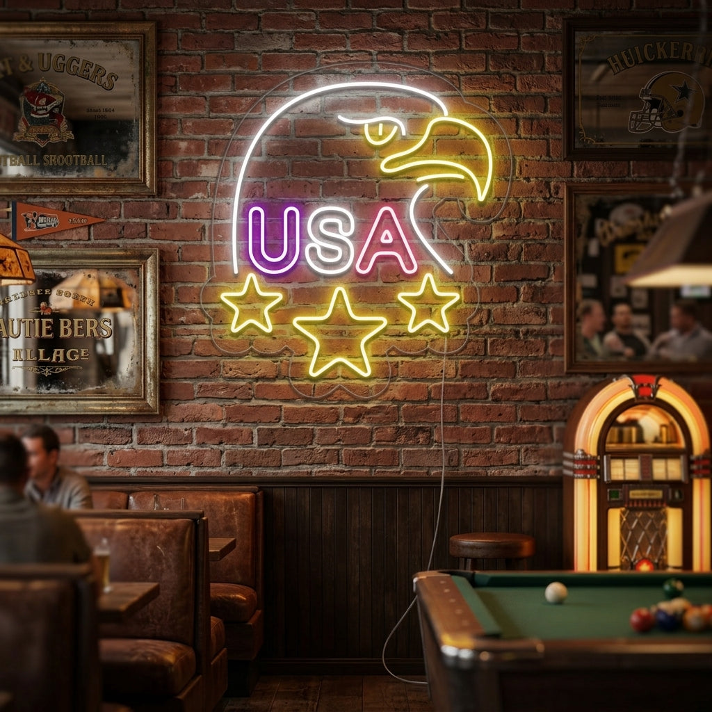 "Vitörn, USA" Neonskylt